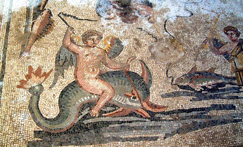 Римская мозаика из Газиантипа. Дельфин и Эрос