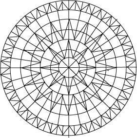 Геометрия мозаичной розетки - эскиз разбиения круга
